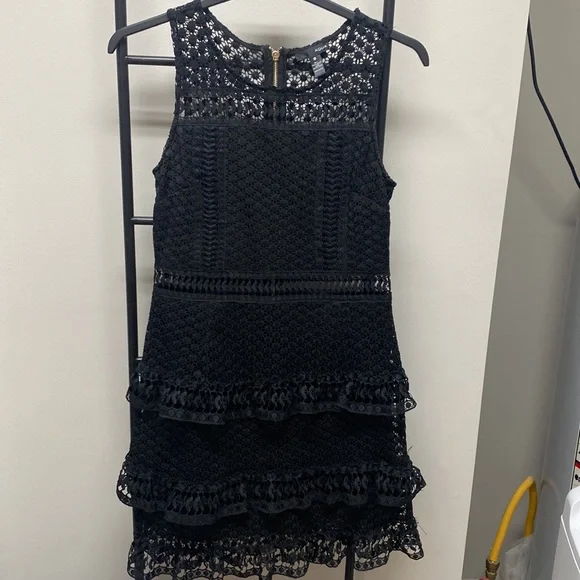 Aqua Dresses Aqua Black Lace Embroidered 3 Tier Of Ruffle Mini Dress Poshmark
